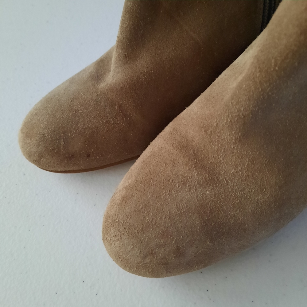 Diba Suede Leather Fringe Tan Booties - Picture 9 of 11
